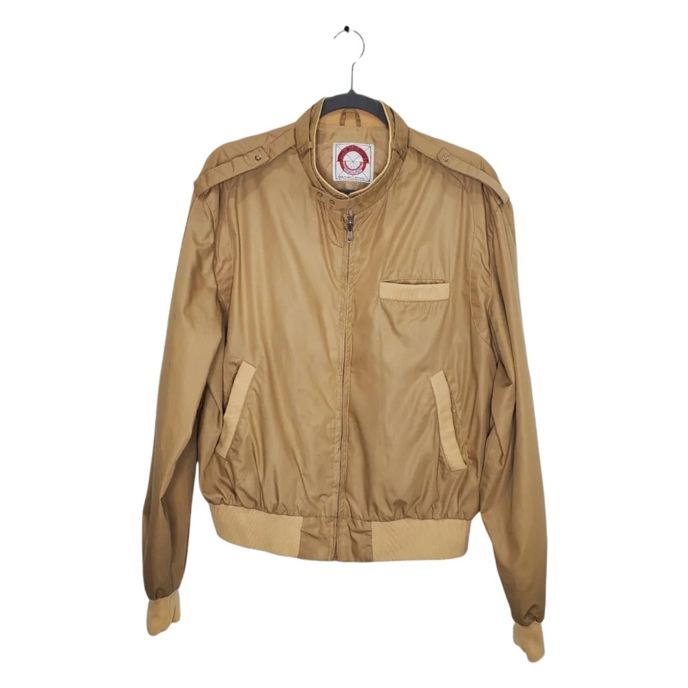Vintage Compass Point Las Angeles Members Only Bomber Tan Jacket Sz XL